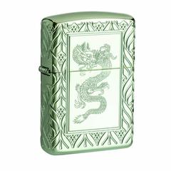 Zippo Armor Elegant Dragon Windproof Lighter, 49054 (High Polish Green)