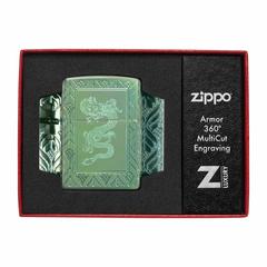 Zippo Armor Elegant Dragon Windproof Lighter, 49054 (High Polish Green)
