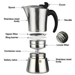 Fissman Stainless Steel Stovetop Espresso Maker (360 ml)
