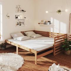 vidaXL Pull-out Day Bed Honey Brown Solid Pinewood 2x(90x200) cm