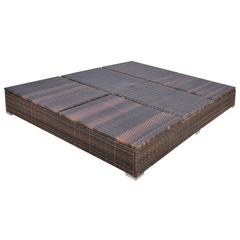 vidaXL Outdoor Lounge Bed with Umbrella Poly Rattan Brown