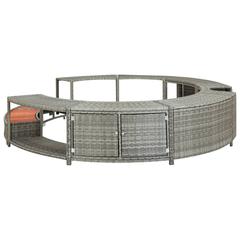 Poly Rattan & Eucalyptus Wood Spa Surround vidaXL