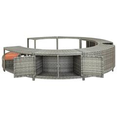 Poly Rattan & Eucalyptus Wood Spa Surround vidaXL