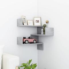 vidaXL Engineered Wood Wall-Mounted Corner Shelf (40 x 40 x 50 cm, Concrete Grey)