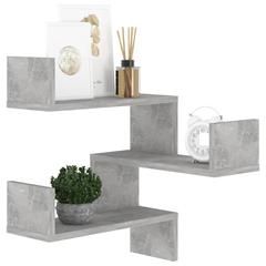 vidaXL Engineered Wood Wall-Mounted Corner Shelf (40 x 40 x 50 cm, Concrete Grey)