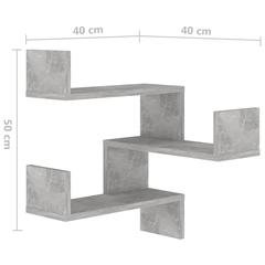 vidaXL Engineered Wood Wall-Mounted Corner Shelf (40 x 40 x 50 cm, Concrete Grey)